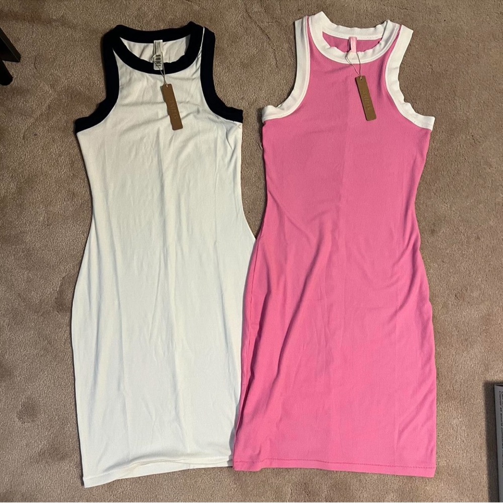 2 PK SKIMS SOFT LOUNGE RINGER DRESSES